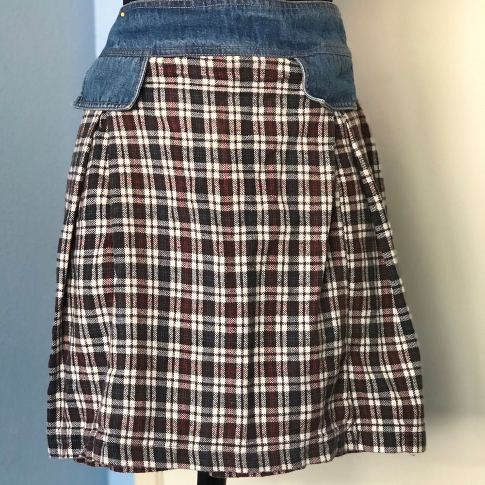 Plaid and Blue Jean pinned skirt